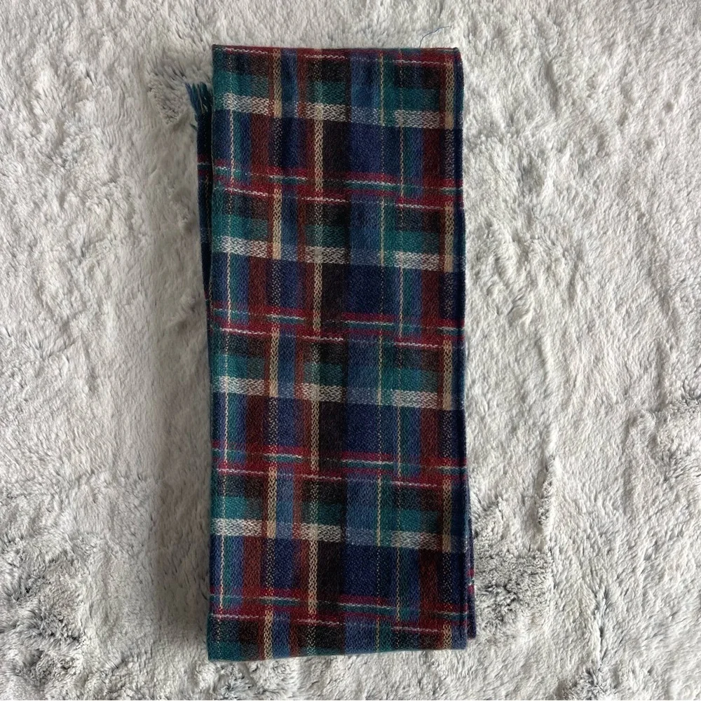 ECHO Woolen Mills Plaid Flannel Wool Scarf Vintage